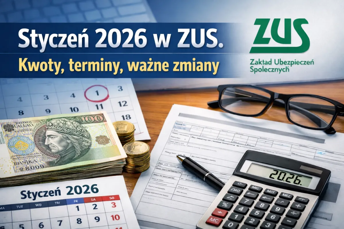 Styczeń 2026 w ZUS. Kwoty, terminy ważne zmiany