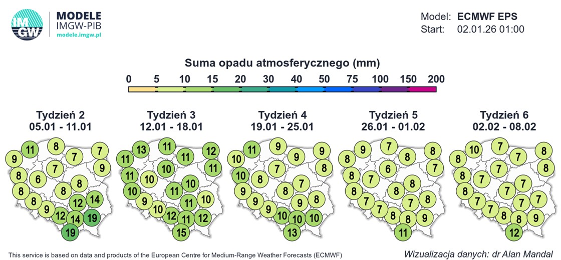Opady powinny pojawiać się regularnie, ale nie będą szczególnie intensywne