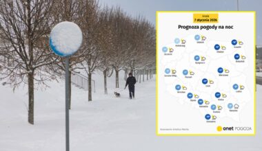 Noc zapowiada się bardzo mroźno, a na południowym wschodzie dodatkowo śnieżnie