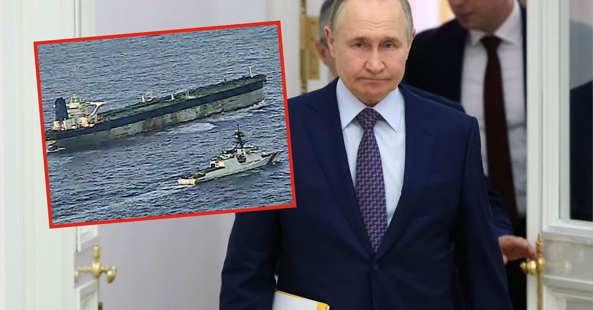 Władimir Putin oraz moment zatrzymania rosyjskiego tankowca Bella 1 przez amerykańskie wojsko