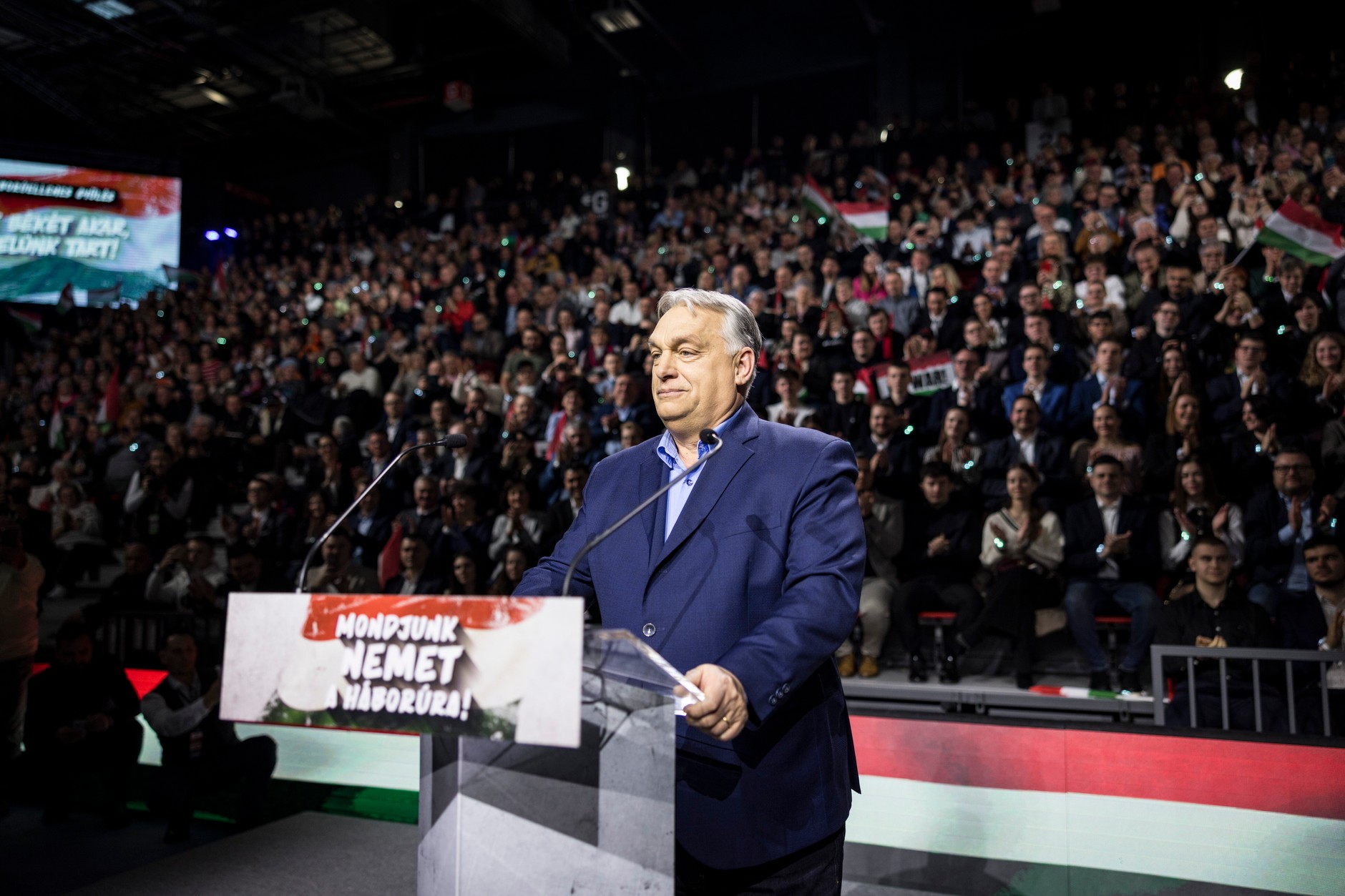 Premier Węgier Viktor Orban podczas antywojennej manifestacji zorganizowanej przez Digital Civic Circles w Miszkolcu, Węgry, 17 stycznia 2026 r. 