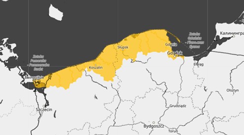 Ostrzeżenia IMGW przed silnym wiatrem w pasie nadmorskim