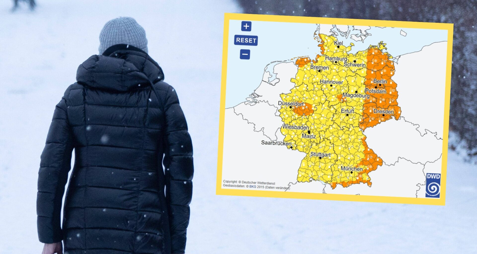 Niemcy pod śniegiem. Meteorolodzy ostrzegają przed zamieciami (screenshot/dwd.de)