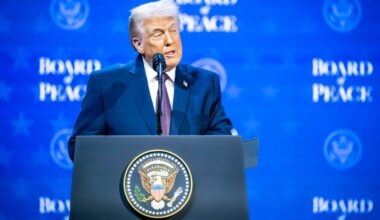 Donald Trump, prezydent USA, podczas spotkania nowo powstałej Rady Pokoju. Davos, 22 stycznia 2026 r.