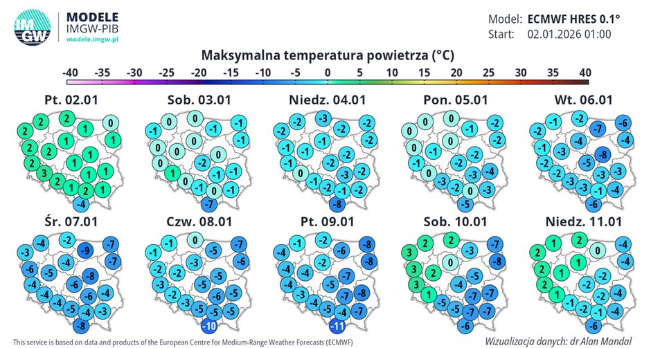 Popołudniami temperatura również na coraz większym obszarze Polski będzie ujemna