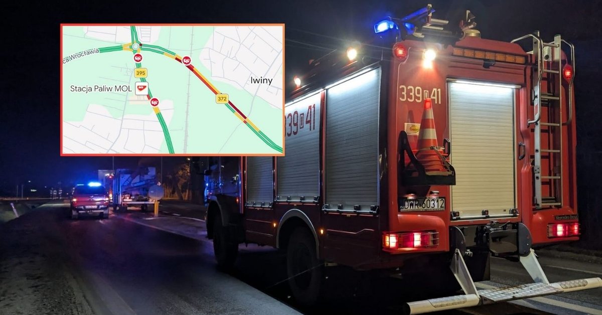 Paraliż ruchu na obwodnicy Wrocławia. Uszkodzony wiadukt, paliwo na drodze - Onet