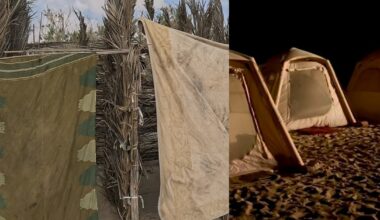 Namioty, w których śpi grupa Polaków