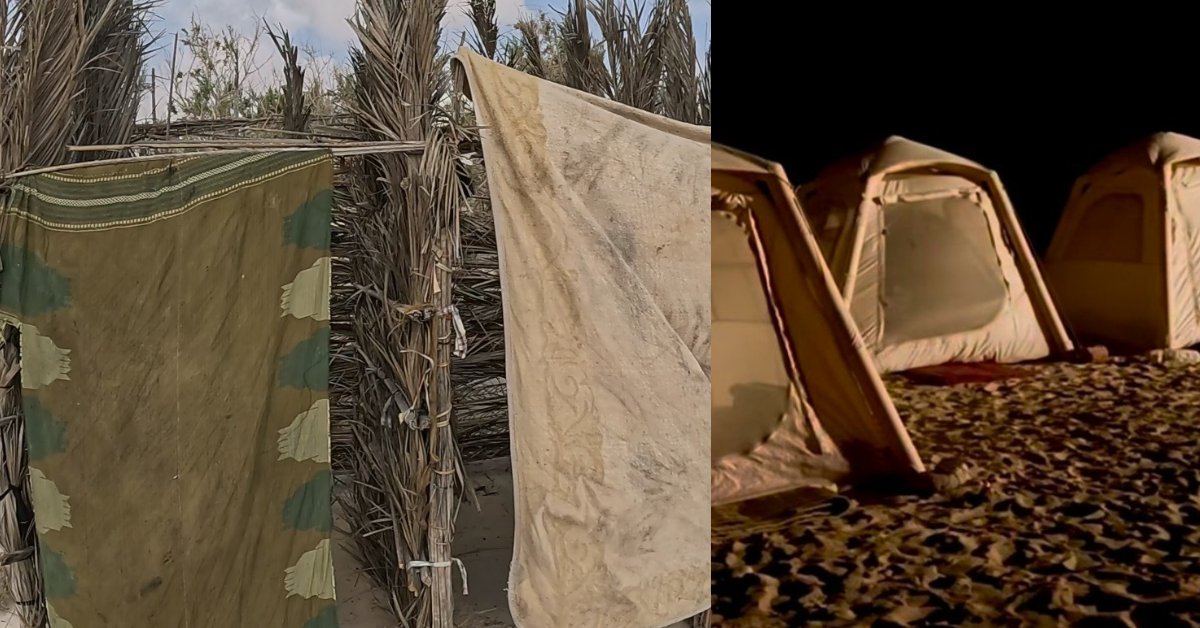 Namioty, w których śpi grupa Polaków