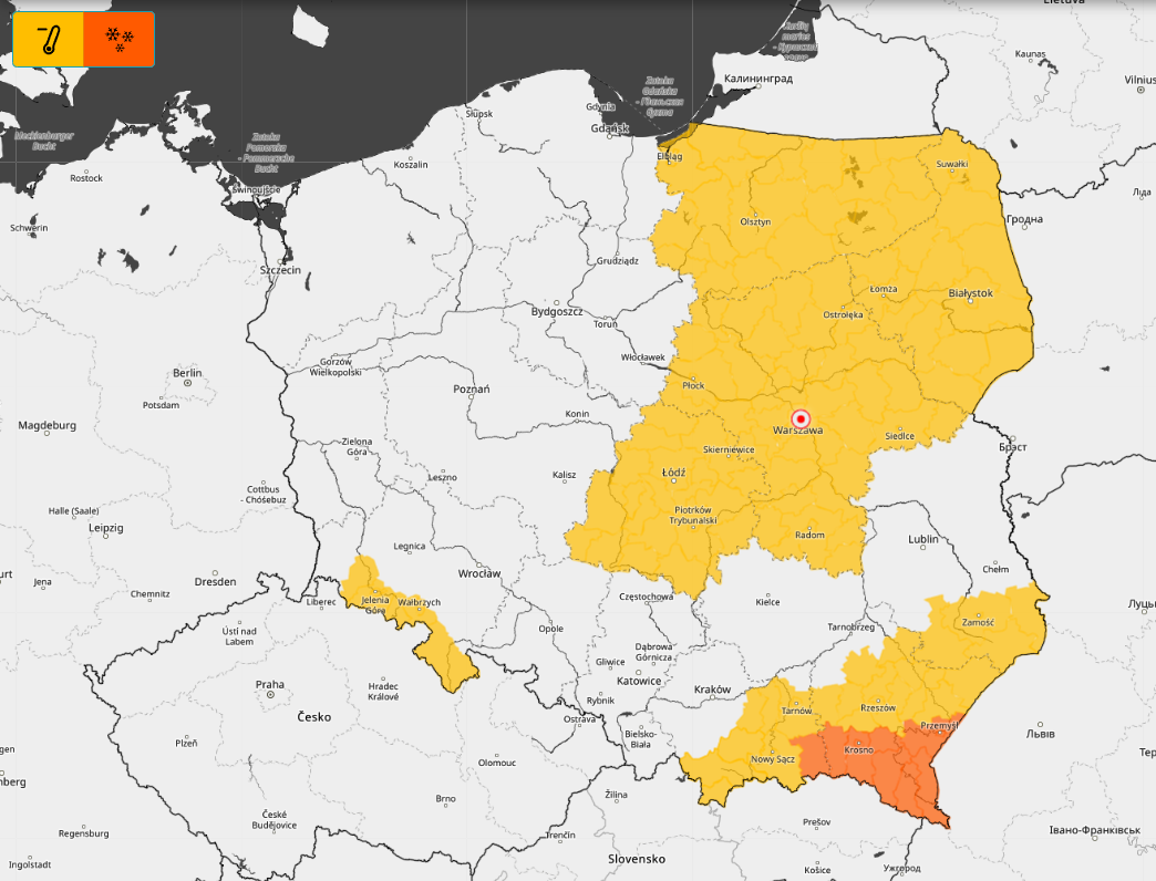Mapa prognozowanych zagrożeń IMGW