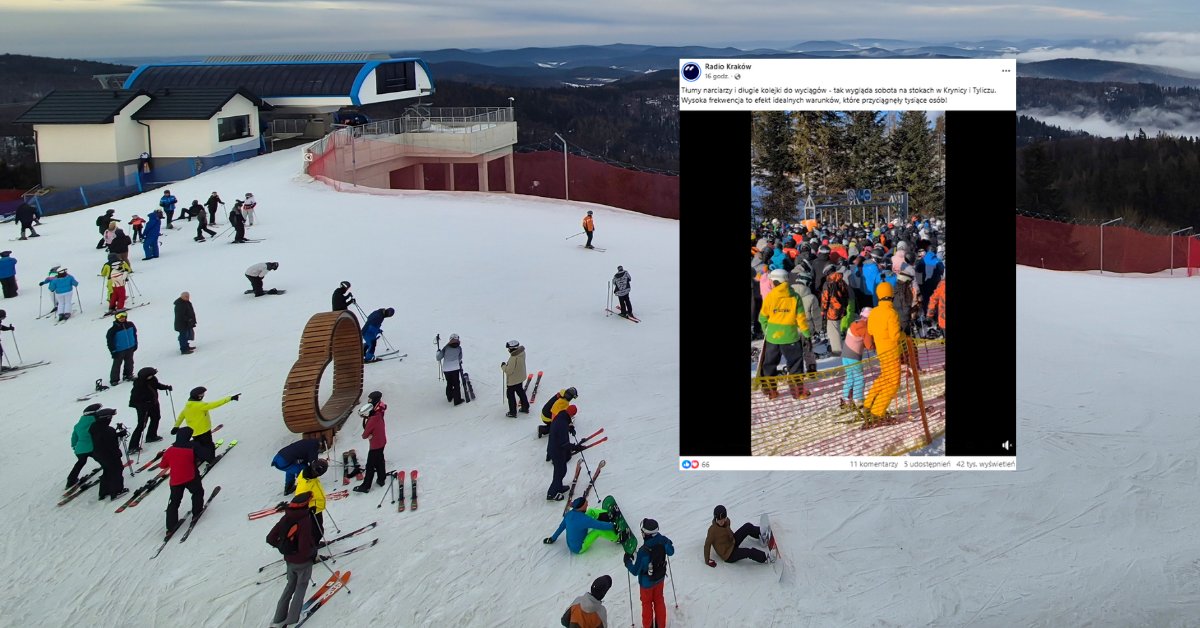 Tłumy na stokach w Polsce. "Więcej stania niż jazdy" - Onet