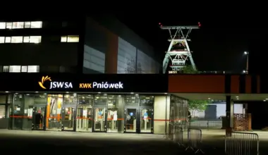 Wejście na teren kopalni Jastrzębskiej Spółki Węglowej Pniówek w Pawłowicac