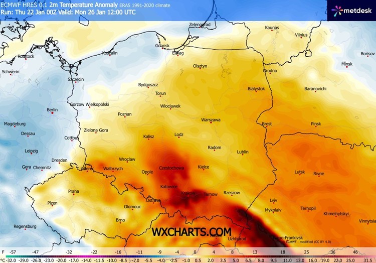 Na południu zrobi się nawet o 5-10 st. C cieplej względem normy