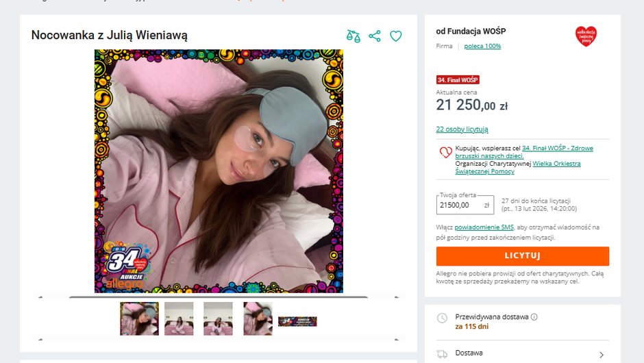 Screen aukcji z Allegro