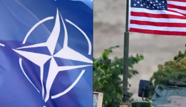 Flaga NATO/ flaga USA. Zdj. ilustracyjne