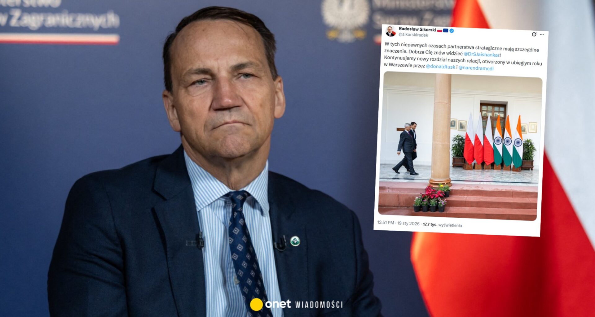 Radosław Sikorski dostał dwa dosadne komunikaty w Indiach. "Polska powinna"