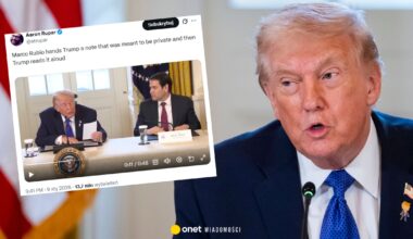Donald Trump dostał prywatną notatkę. Zaczął czytać ją na głos przed kamerami