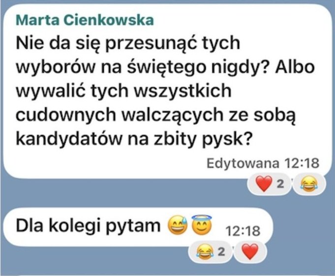 Wiadomość Marty Cienkowskiej