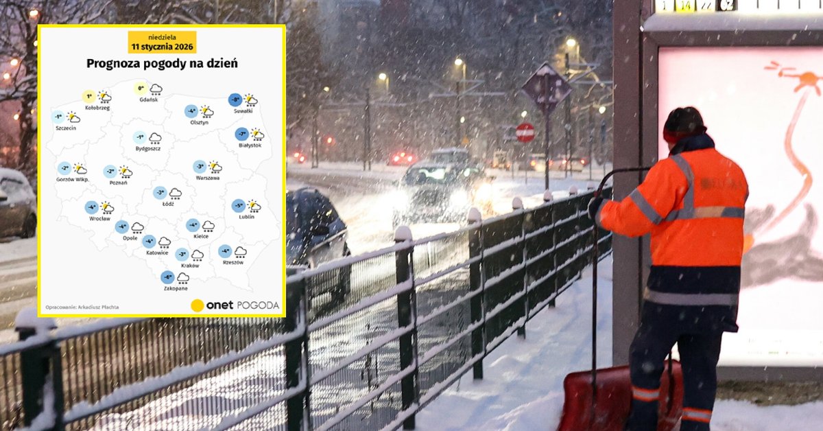 Noc zapowiada się bardzo zimno, a śnieg nie przestanie sypać