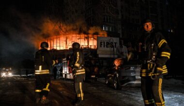 Pożar po ataku dronów w Zaporożu