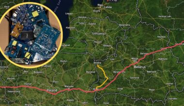 Początek trasy paczki (jej zawartość jest pokazana w kółku) wysłanej przez BILD-a z Berlina, przez Polskę i Białoruś do Moskwy