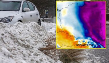 W nocy Polska podzieli się na bardzo mroźny wschód i dużo cieplejszą resztę kraju