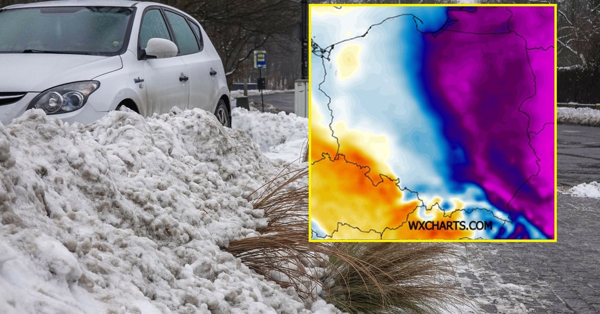 W nocy Polska podzieli się na bardzo mroźny wschód i dużo cieplejszą resztę kraju