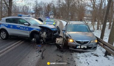 Uciekał przed policją, zderzył się z radiowozem. Trzy osoby trafiły do szpitala