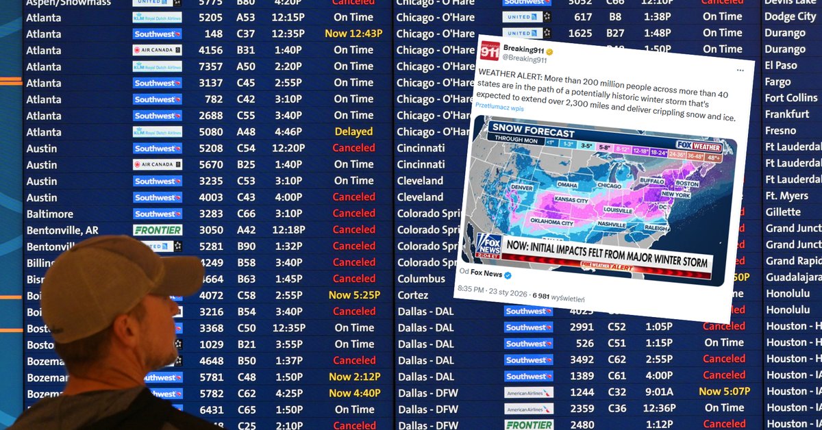 Paraliż w USA. "Katastrofalne skutki" zagrażają nawet 200 mln mieszkańców - Onet