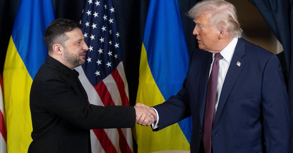 Wołodymyr Zełenski, prezydent Ukrainy, i Donald Trump, prezydent USA, podczas Światowego Forum Ekonomicznego w Davos, 22 stycznia 2026 r.