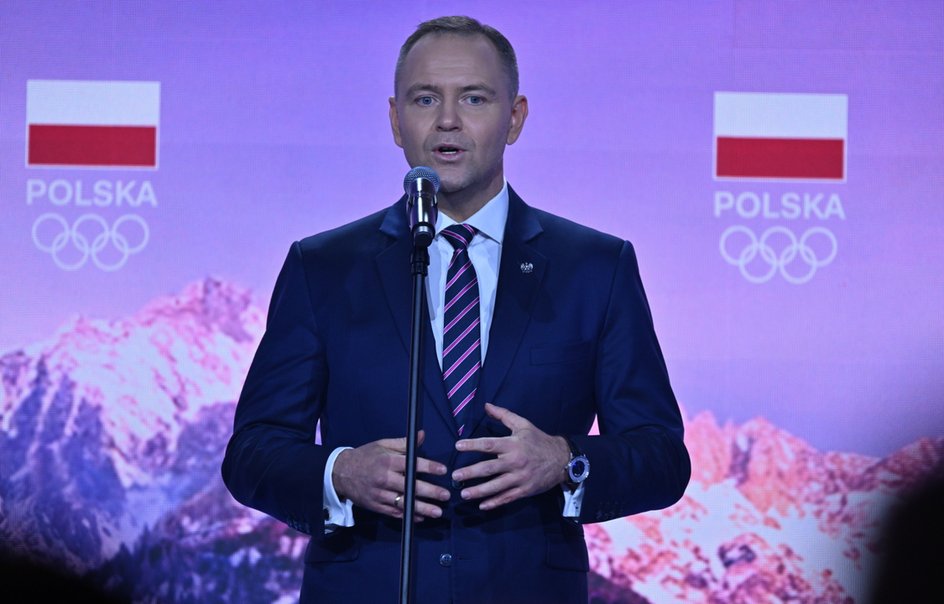 Karol Nawrocki podczas spotkania z Polską Rodziną Olimpijską