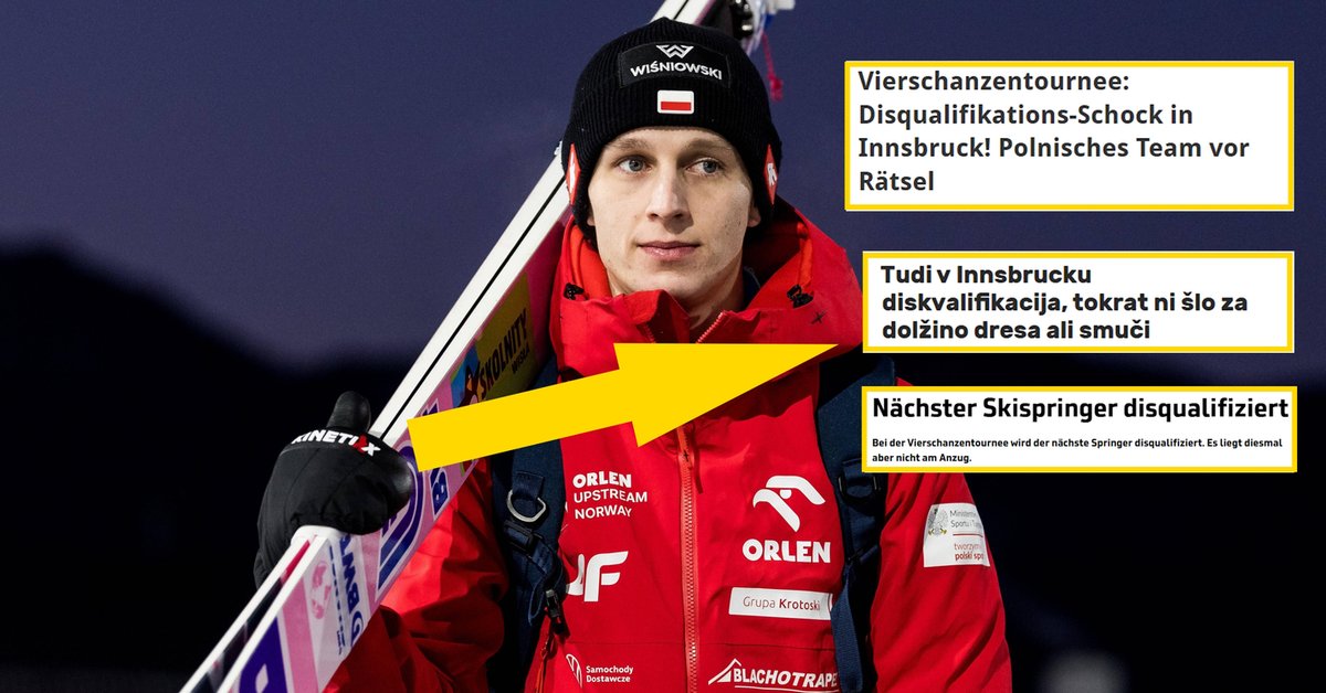 "Szokująca dyskwalifikacja w Innsbrucku! Polska drużyna przed wyzwaniem" - pisze skispringen.com.