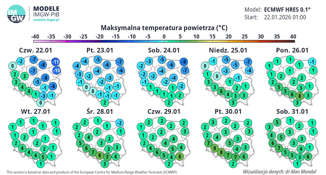 Odwilżowa pogoda, z najwyższymi temperaturami na południu, może już przeważać do końca miesiąca