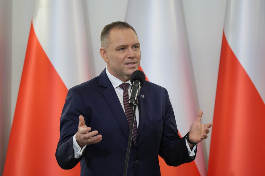 Prezydent Nawrocki podczas uroczystości w Pałacu Prezydenckim (7 stycznia 2026)
