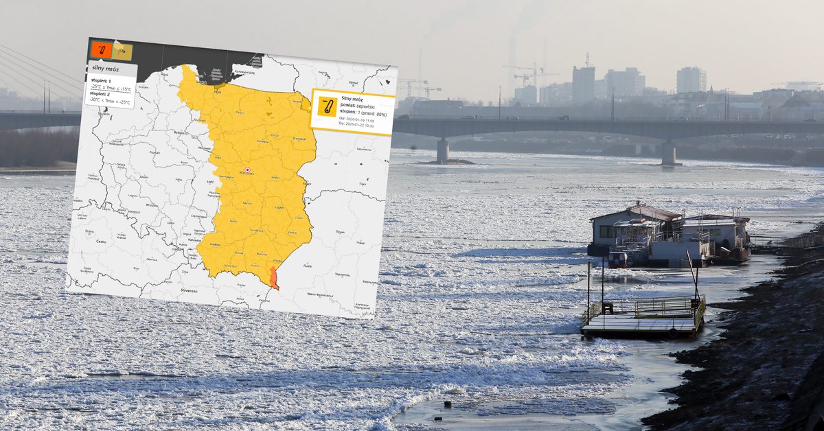 IMGW wydłuża alerty przed silnym mrozem (screen: X/Instytut Meteorologii i Gospodarki Wodnej)