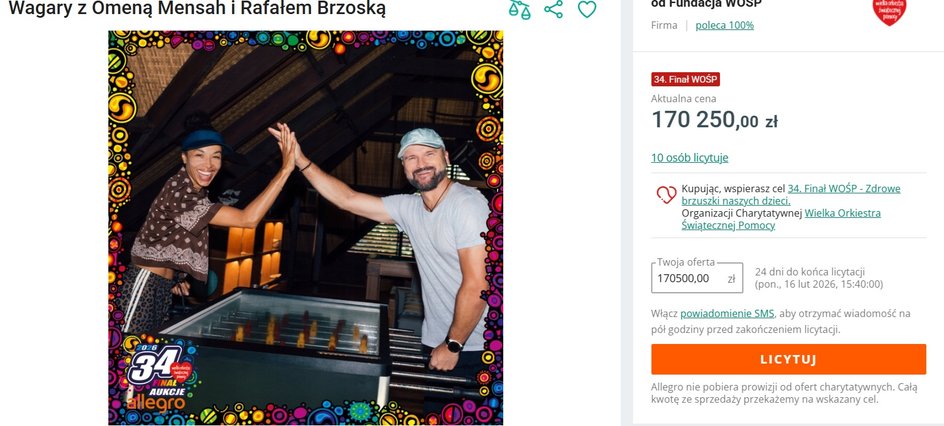 Licytacja dotycząca wagarów z Omeną Mensah i Rafałem Brzoską