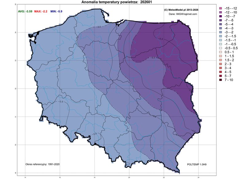 Styczeń w całym kraju jest zimniejszy od normy