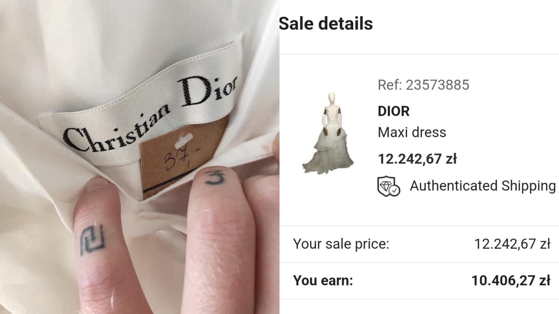 Suknię kupioną za 30 zł udało się po kilku latach sprzedać z 12 tys.