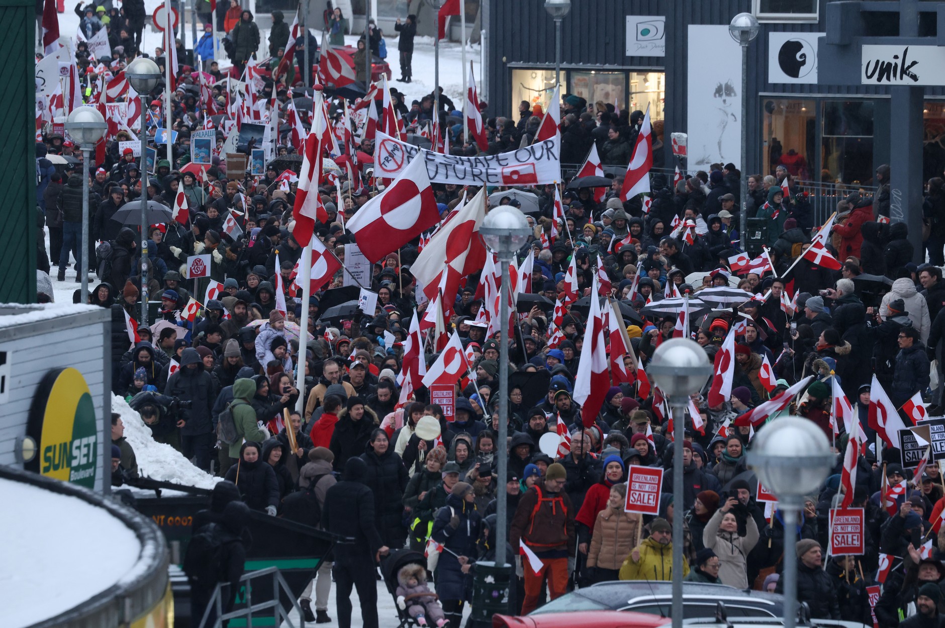 Protest w Nuuk, stolicy Grenlandii, przeciwko Donaldowi Trumpowi