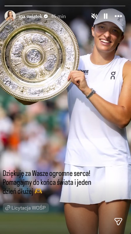 Iga Świątek zwróciła się do fanów. Chodzi o WOŚP