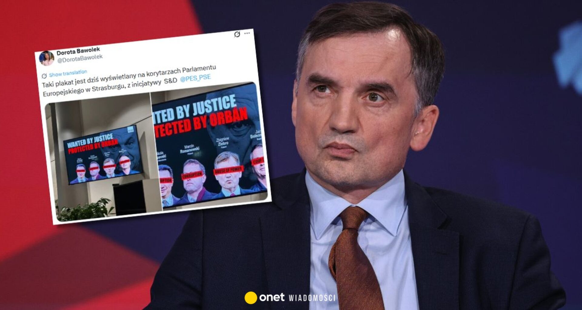 Zbigniew Ziobro i Marcin Romanowski na plakacie w PE. "Ścigani"