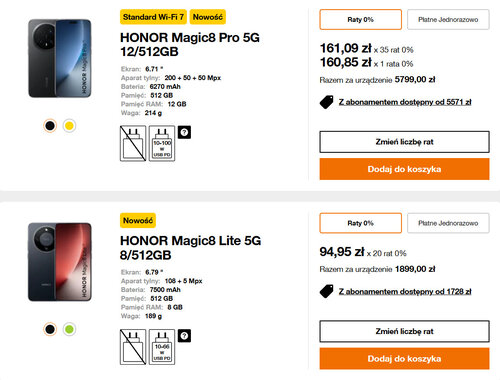 Honor Magic 8 Pro i Honor Magic 8 Lite