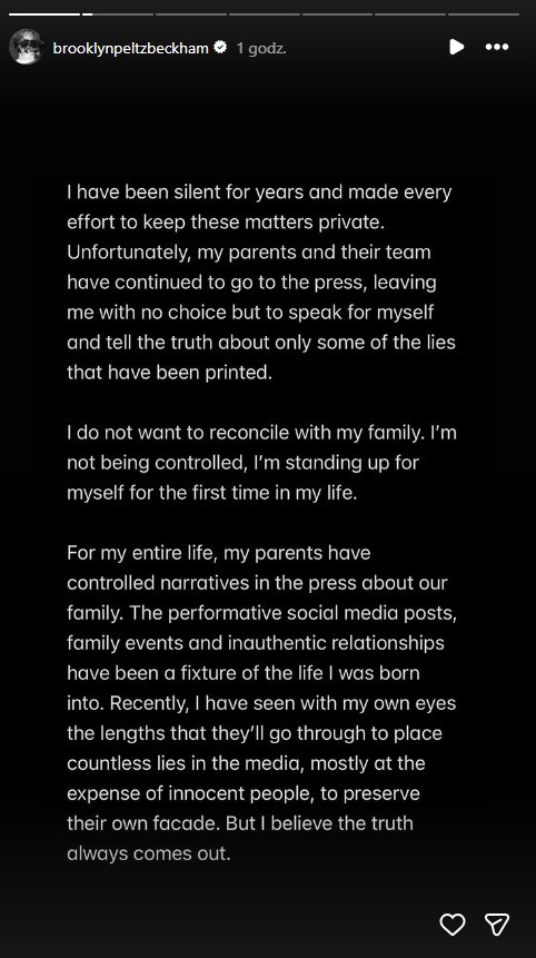Oświadczenie Brooklyna Beckhama