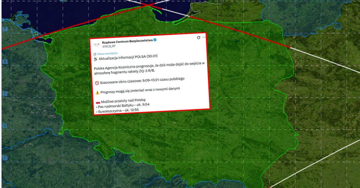 Chińska rakieta na orbicie. Możliwy przelot nad Polską. Komunikat RCB