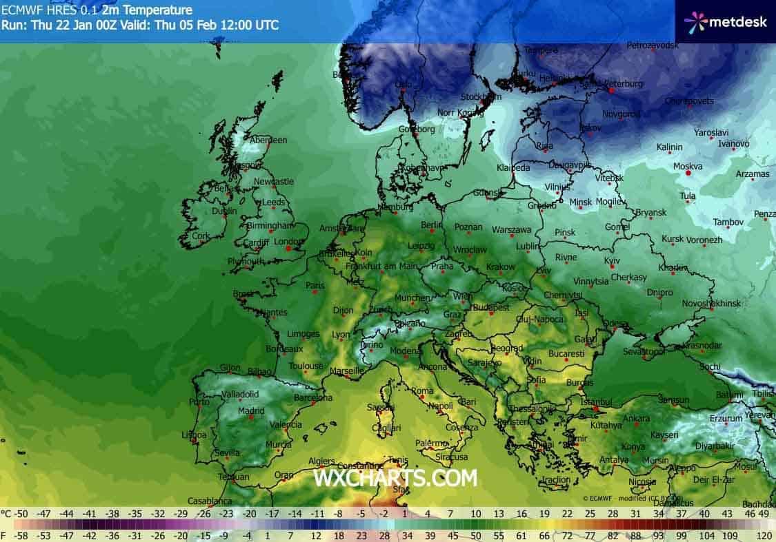 Silne ocieplenie na początku lutego blisko Polski