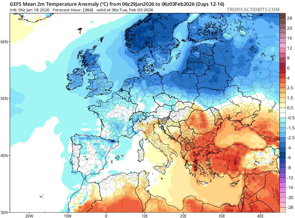 duża ujemna anomalia termiczna