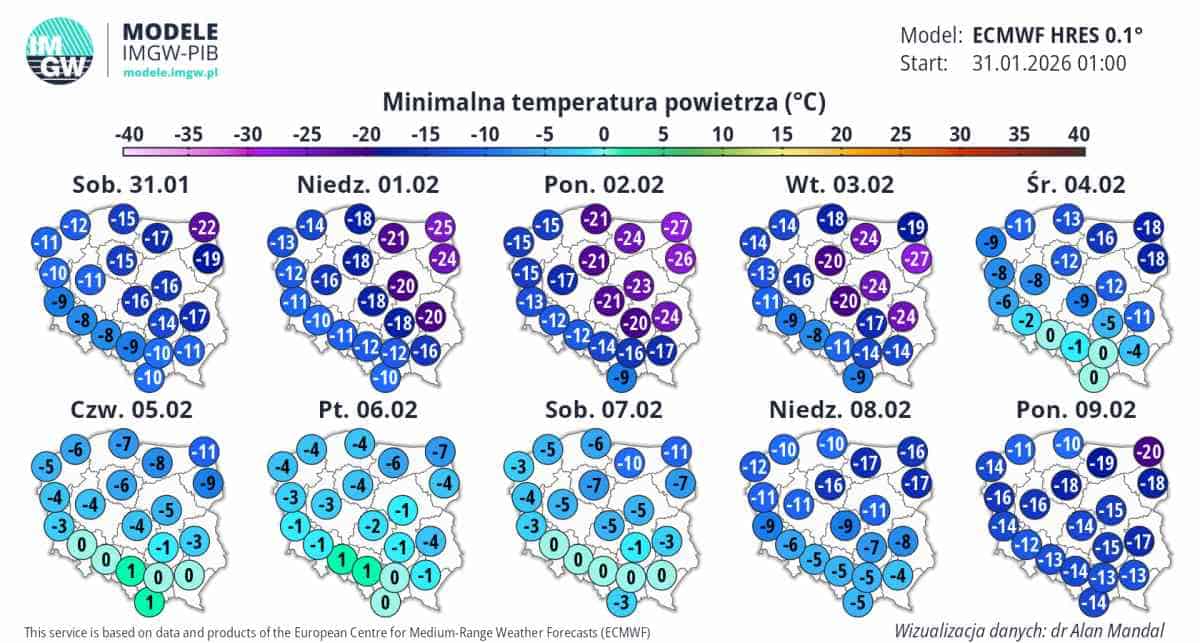 pogoda w kraju i mróz. Potem ocieplenie