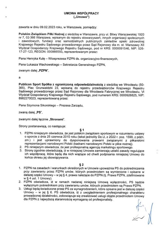 Umowa o współpracy pomiędzy PZPN i spółką Publicon Sport