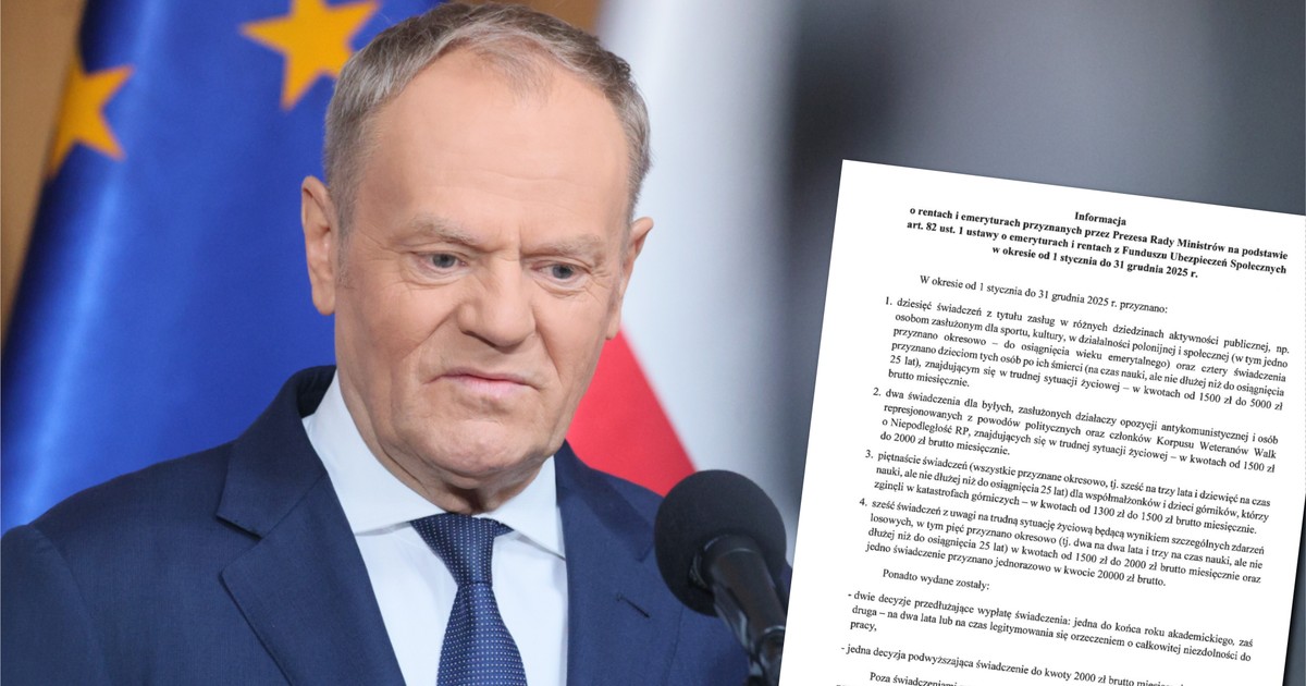 Premier przyznał 33 renty specjalne. Rekordowa wypłata od Donalda Tuska