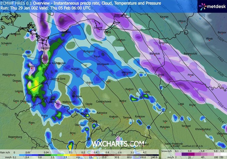 W połowie przyszłego tygodnia do całej Polski mogą wrócić opady, zarówno deszczu, jak i śniegu