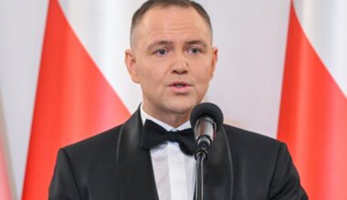 Karol Nawrocki podczas spotkania z Polską Rodziną Olimpijską